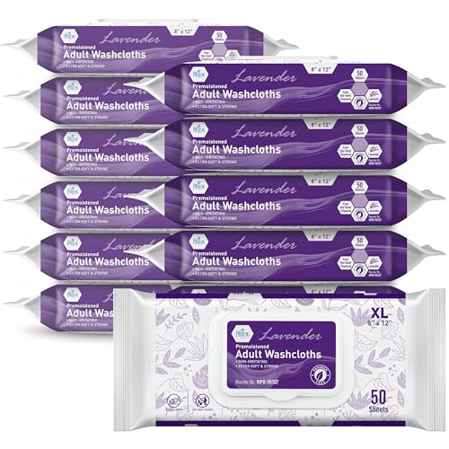 Premoistened Disposable Washcloths – 8" × 12", Lavender Scent, 600 Ct
