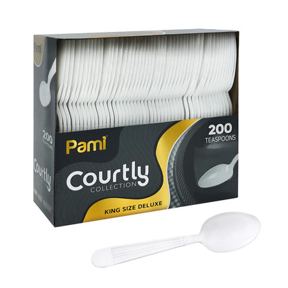 Heavy-Weight Disposable Plastic Silverware – White Utensils, 200-Pack