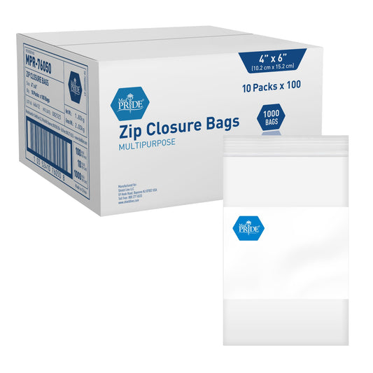 Reusable Multi-Purpose Clear Zipper Closure Bags - 1000ct