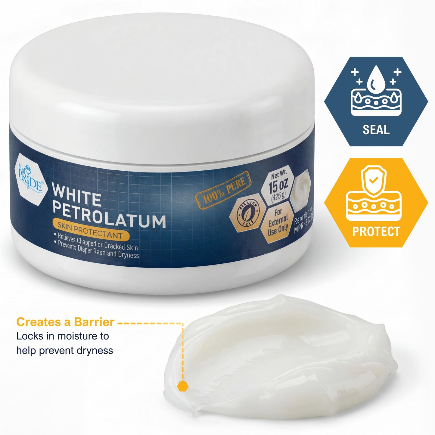 100% Pure White Petroleum Jelly – 15 oz Jar
