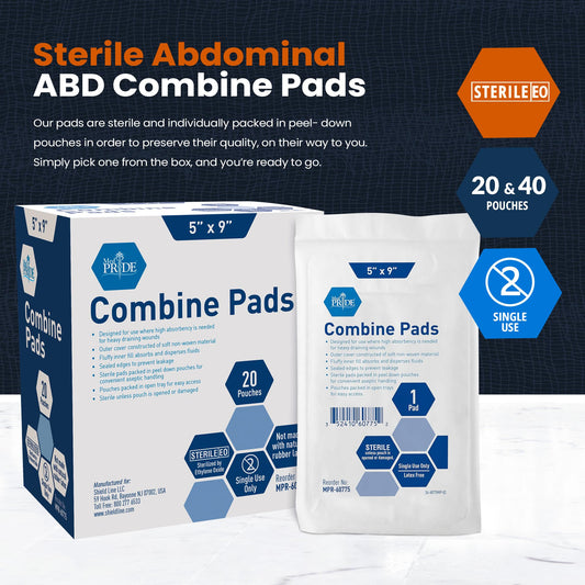 5” x 9” Sterile Combine ABD Pads – Individually Wrapped