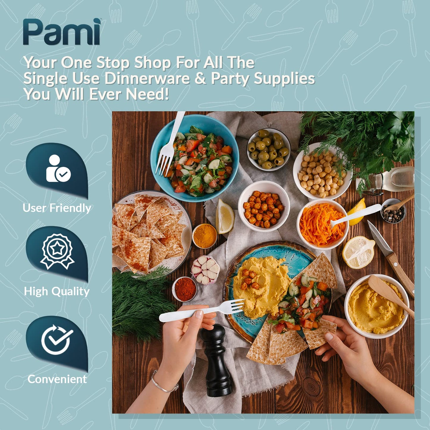 Heavy-Weight White Disposable Plastic Cutlery 50-Pack