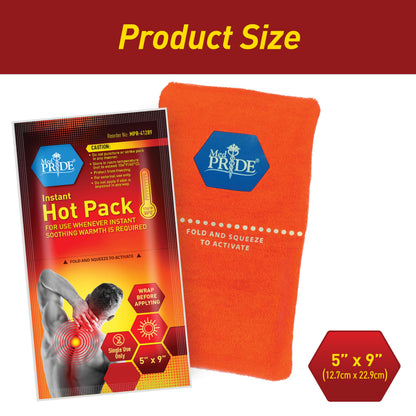 Instant Hot Packs – 5 × 9 in, 24 Pack + 3 Reusable Fabric Wraps