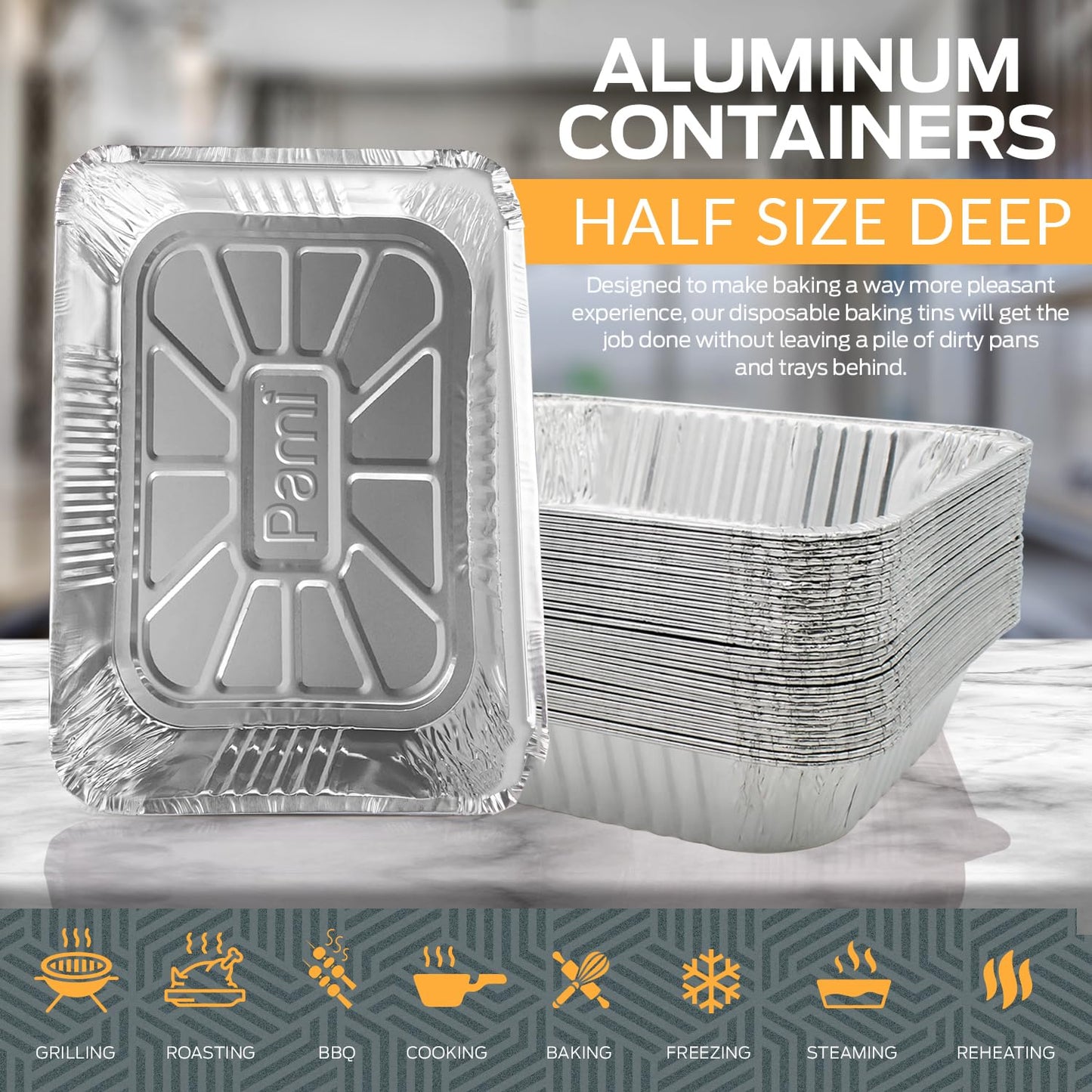 9" x 13" Aluminum Foil Containers – 30 Half-Size Deep Baking Pans
