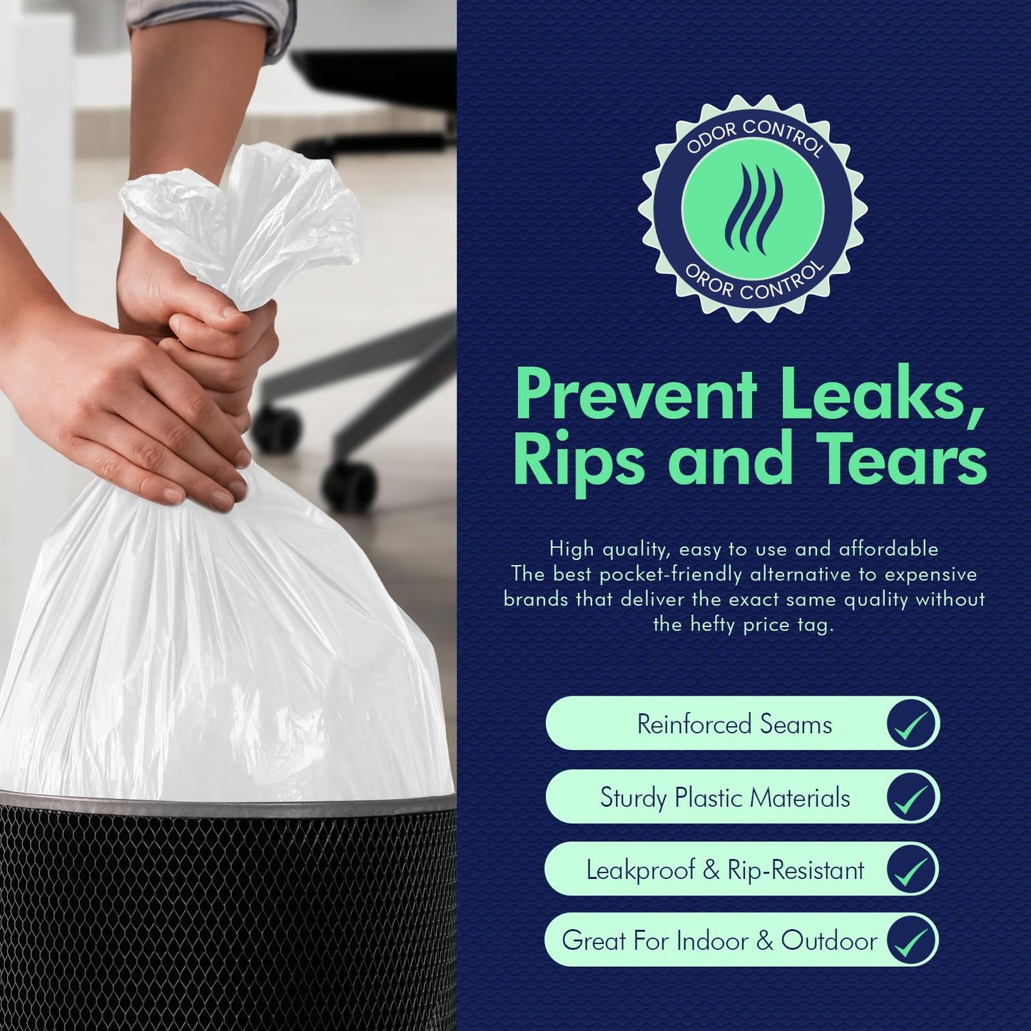 Medium 8-Gallon Trash Bags White – Box of 100ct