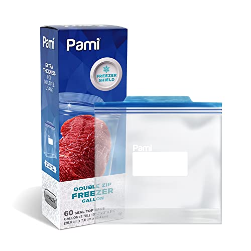 Gallon Size Double zip Freezer Bags - Pack of 60