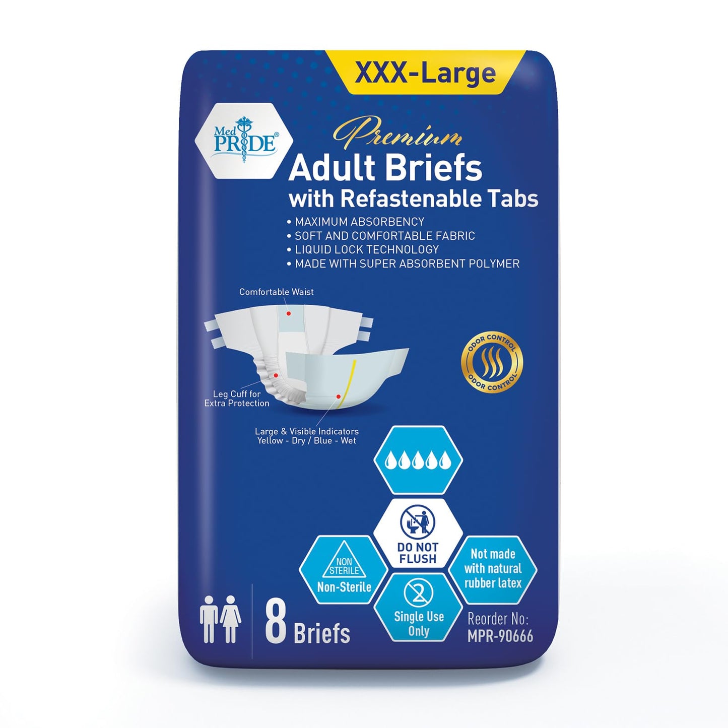 Premium Max Absorbency Adult Incontinence Briefs with Refastenable Tabs