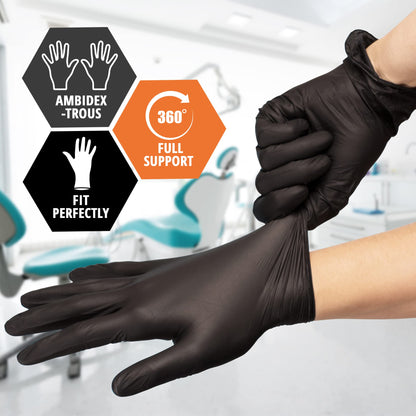 Black Vinyl Gloves - Box of 50