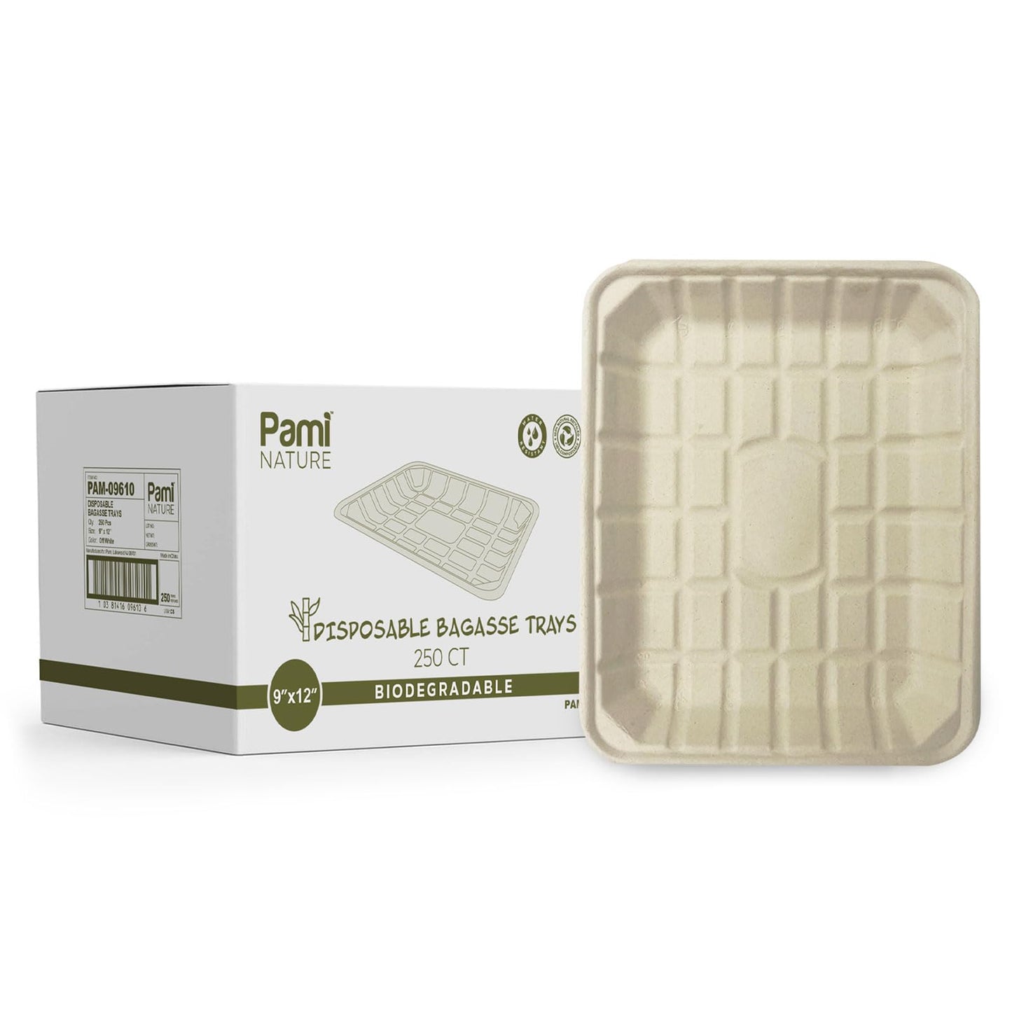 9x12” Compostable Bagasse Food Trays – Biodegradable, 250ct
