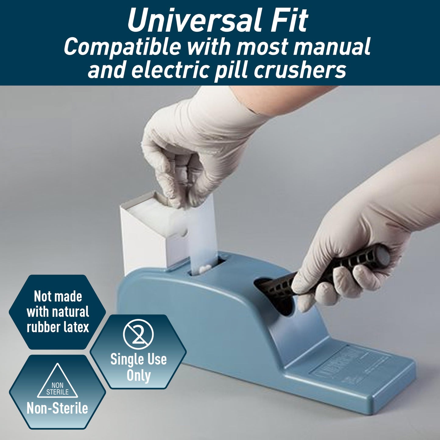 Medical Grade Pill Crusher Pouches, 4.7x2 in, Pack of 1000