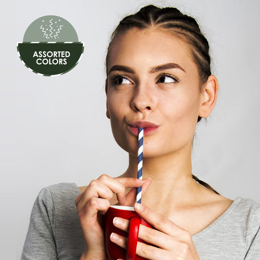 Compostable Paper Drinking Straws – Assorted Colors