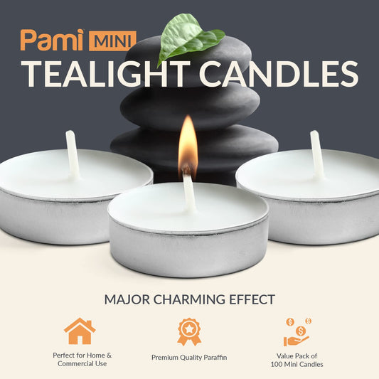 Tealight Candles – 2.5 Hour Burn Time, 100 Pack