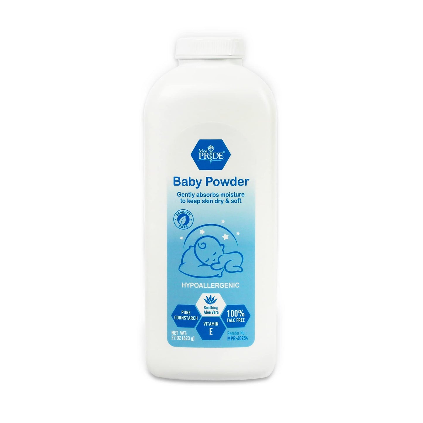 Baby Powder – Cornstarch with Aloe Vera & Vitamin E, 22 oz