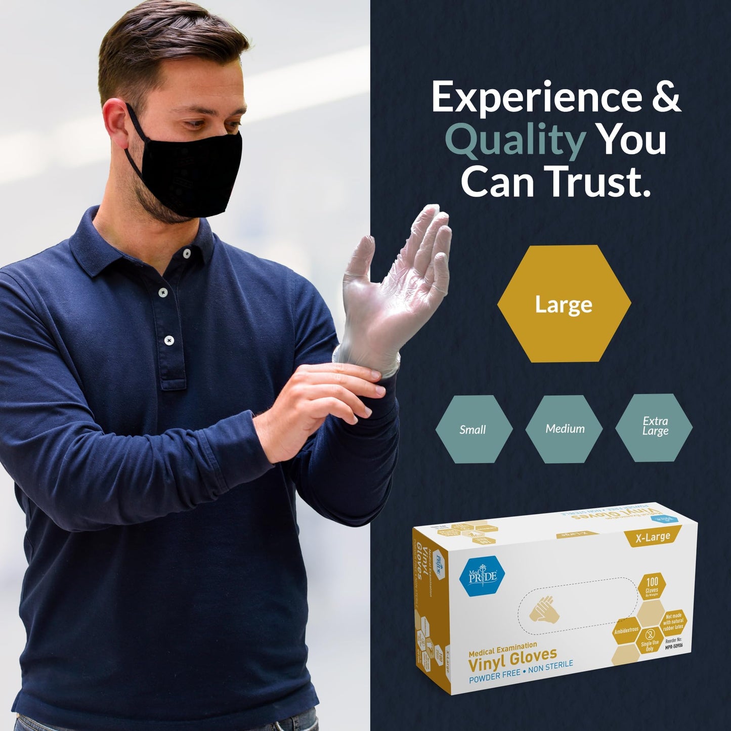 Disposable Vinyl Exam Gloves XL 1000ct Latex Free Powder Free Clear