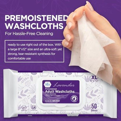 Premoistened Disposable Washcloths – 8" × 12", Lavender Scent, 600 Ct