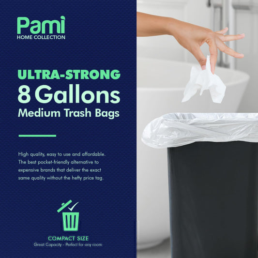 Medium 8-Gallon Trash Bags White – Box of 100ct