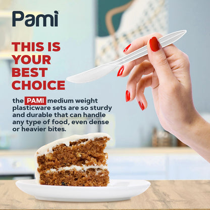 Individually Wrapped Medium-Weight Disposable White Plastic Utensils 1000ct