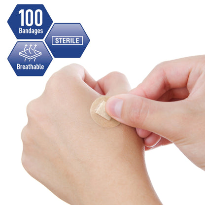 Round Clear Plastic Spot Adhesive Bandages – Hypoallergenic, 100 Count