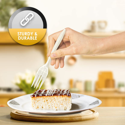 Medium-Weight Disposable Plastic Silverware – White Utensils, 1000-Pack