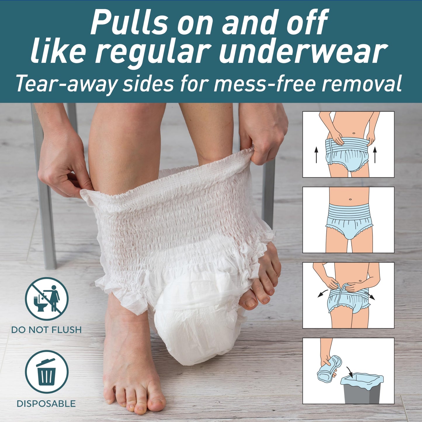 Premium Disposable Adult Underwear – Unisex, Maximum Absorbency