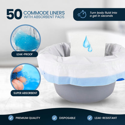 Disposable Commode Liner Bags – With Absorbent Pad
