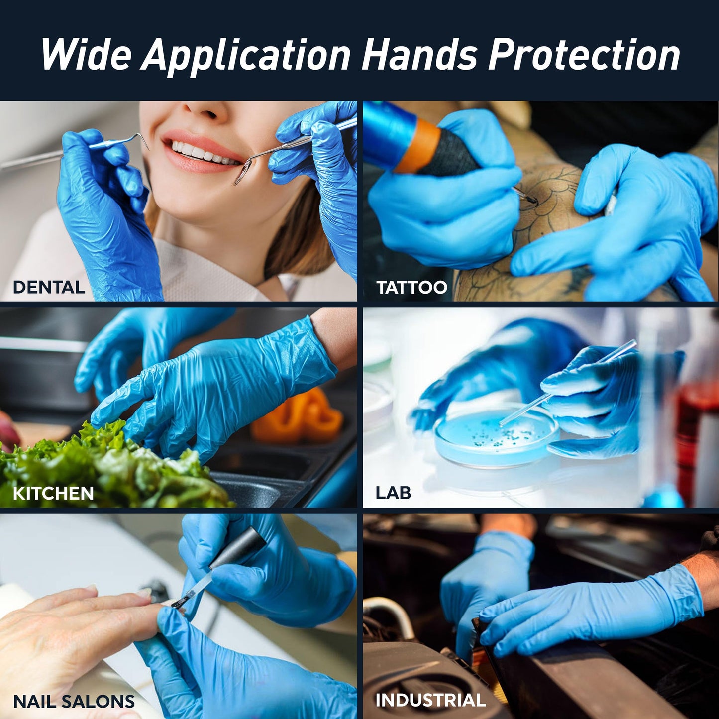 5 Mil Blue Nitrile Examination Gloves, Chemo Compliant - Box of 100