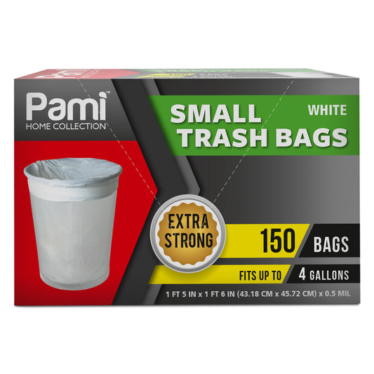 4 Gallon Small White Trash Bags – Extra Strong, 150 Pack