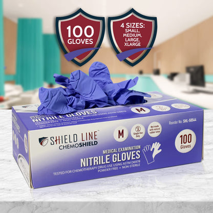 Shield Line Nitrile Medical Exam Gloves Chemotherapy Rated Powder Free XL 1000