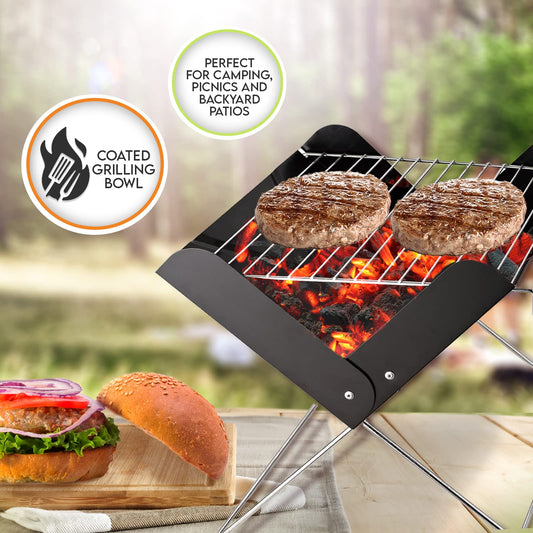 12" Tabletop BBQ Charcoal Grill With Folding Legs