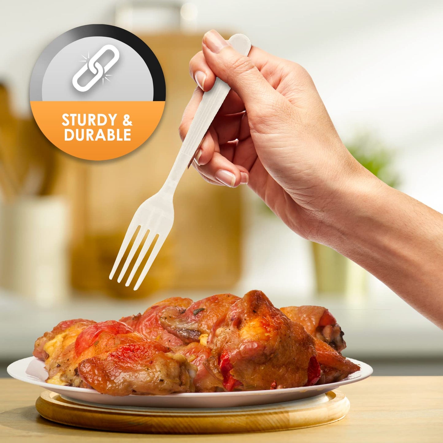 Heavy-Weight Disposable Plastic Silverware – White Utensils, 1000-Pack