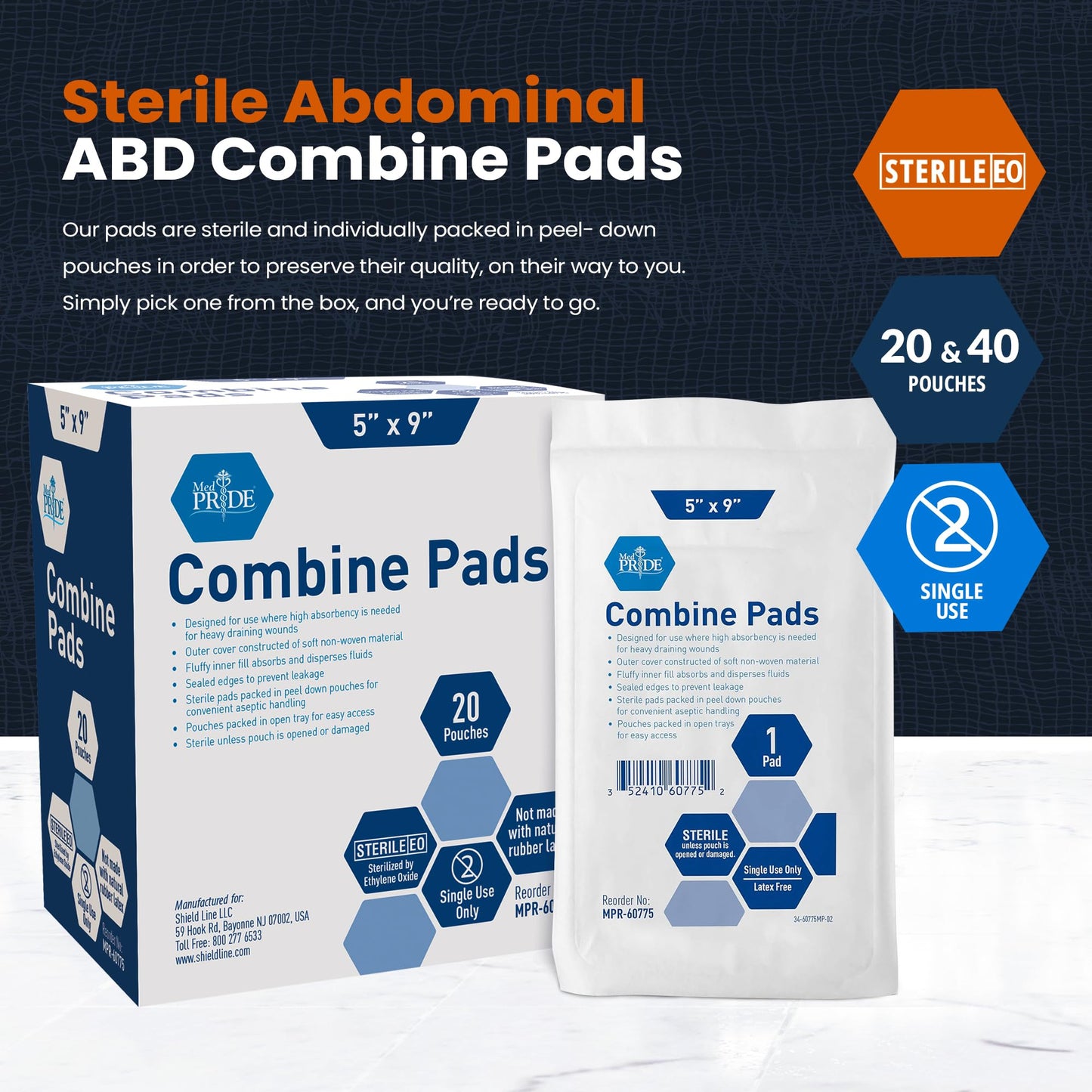 Sterile Combine ABD Pads – Individually Wrapped, Absorbent Dressing