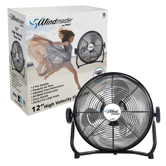 High Velocity Floor Fan 3 Speed, Adjustable Head, Carry Handle