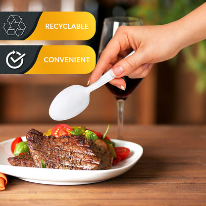 Heavy-Weight Disposable Plastic Silverware – White Utensils, 200-Pack