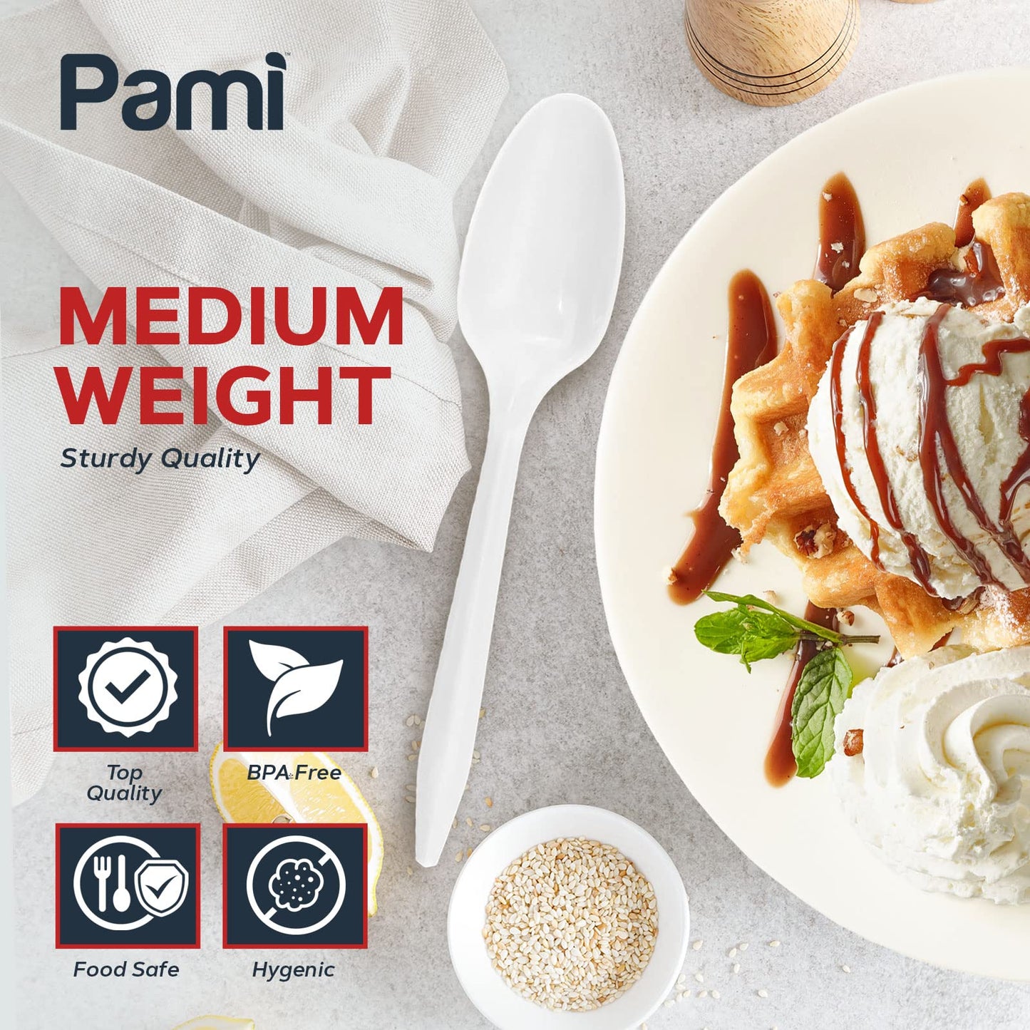 Individually Wrapped Medium-Weight Disposable White Plastic Utensils 1000ct