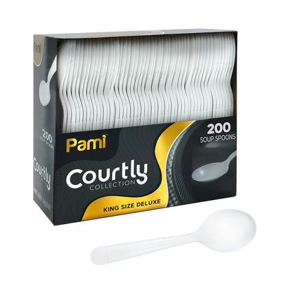 Heavy-Weight Disposable Plastic Silverware – White Utensils, 200-Pack