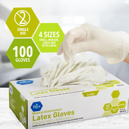 Latex Exam Gloves, X-Large, 100-Count, 5 mil, Powder-Free