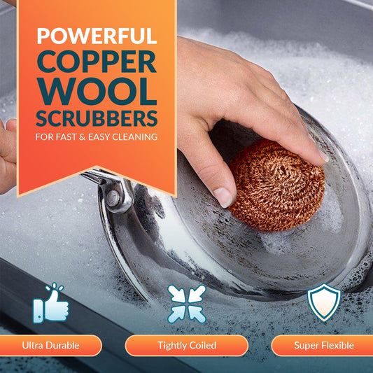 Heavy Duty Stainless Steel Scrubbing Pads - Copper Coated