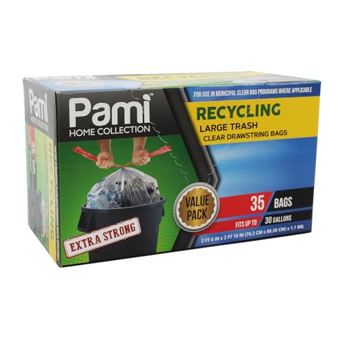 30 Gallon Drawstring Recycling Trash Bags - 35 Pack