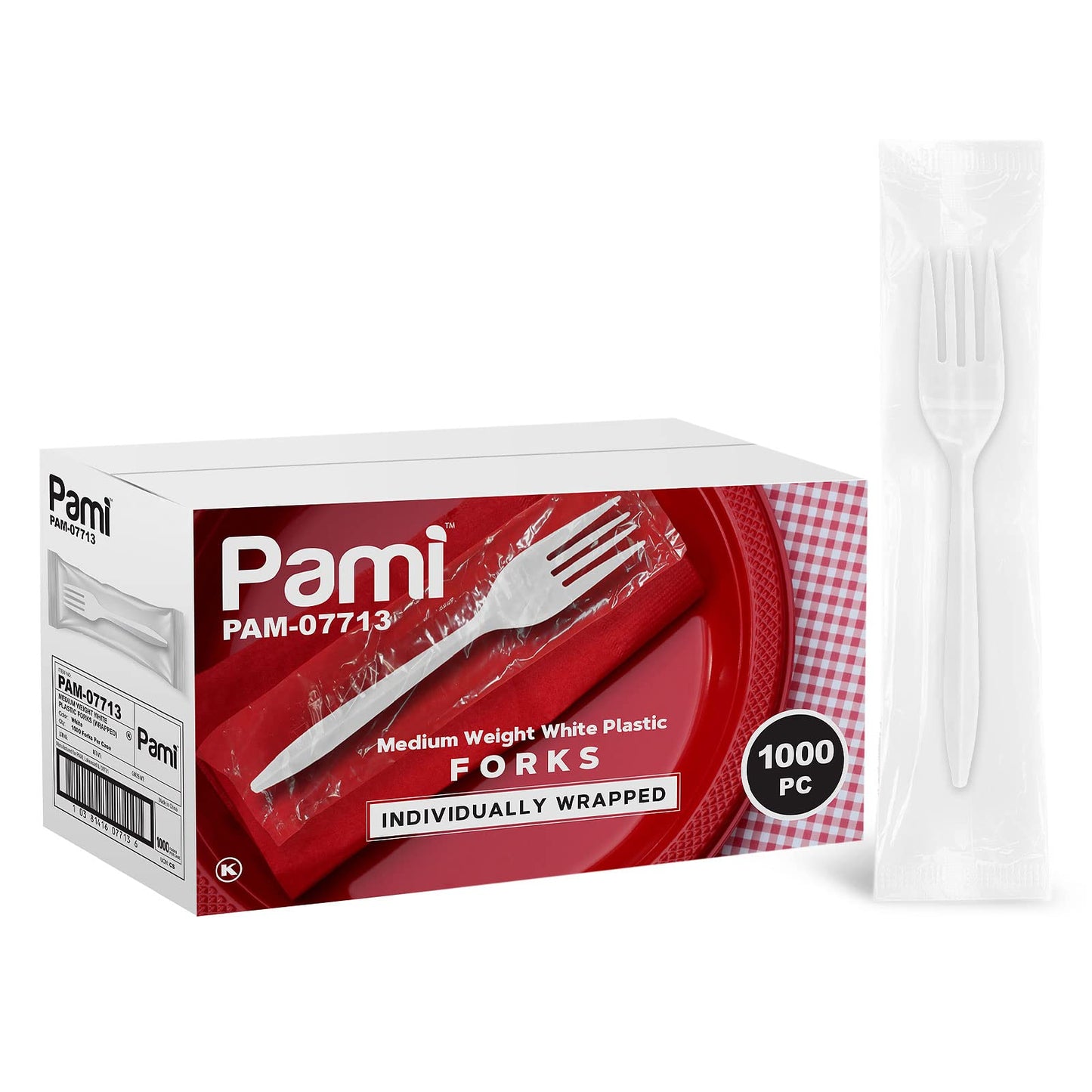 Individually Wrapped Medium-Weight Disposable White Plastic Utensils 1000ct