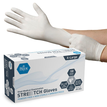Ultra-Stretch Vinyl Medical Examination Gloves - Box of 100