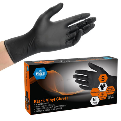 Black Vinyl Gloves - Box of 50