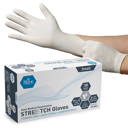 Ultra-Stretch Vinyl Medical Examination Gloves - Box of 100
