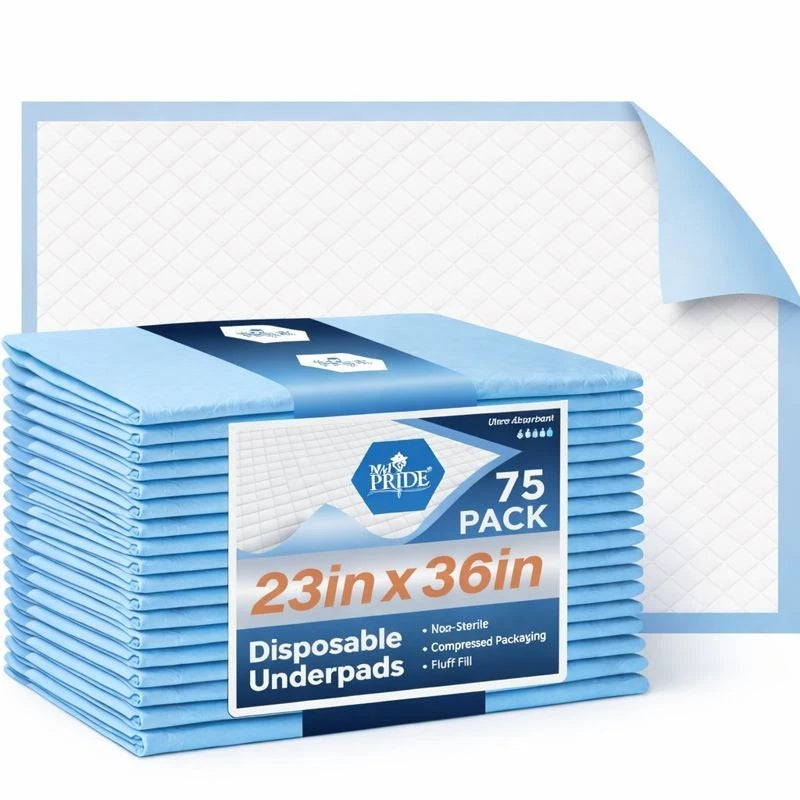 Disposable Underpads 23" x 36" – Super Absorbent Bed Pads - Blue