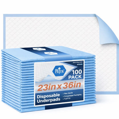 Disposable Underpads 23" x 36" – Super Absorbent Bed Pads - Blue