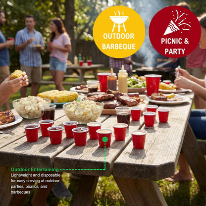 2 oz Disposable Plastic Shot Glass Party Cups – Red, 36 Pack