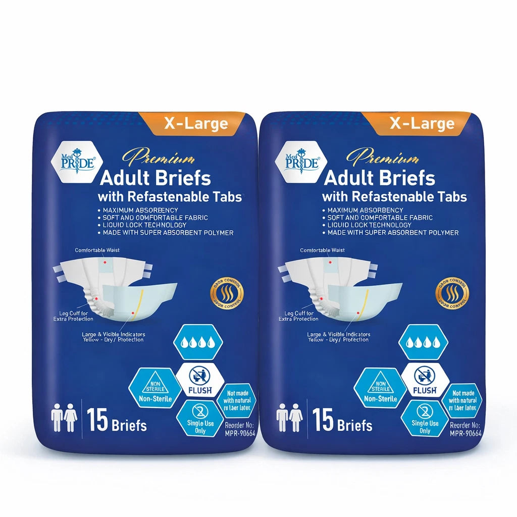 Premium Max Absorbency Adult Incontinence Briefs with Refastenable Tabs
