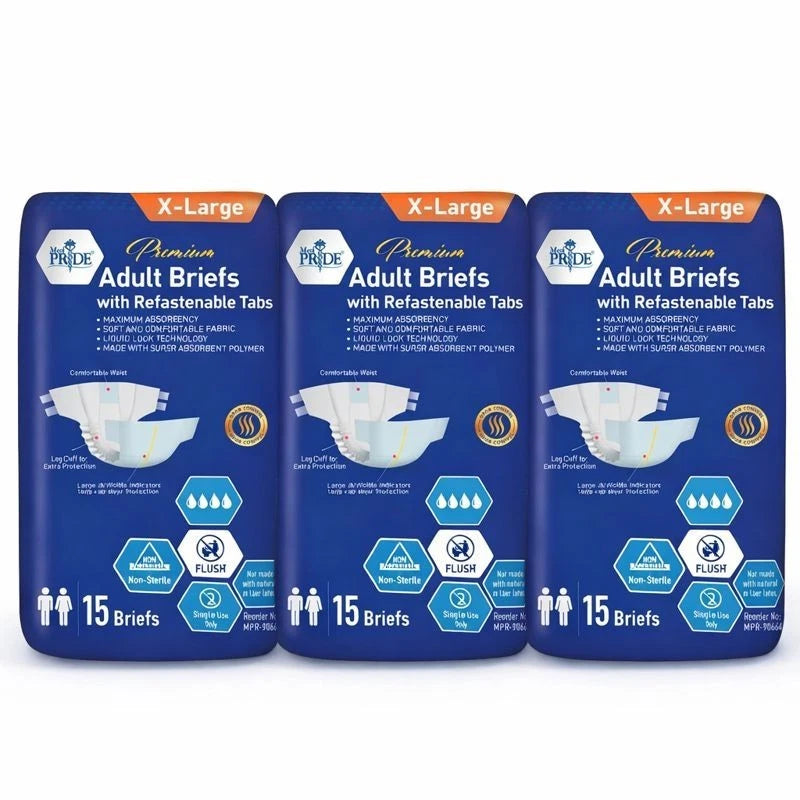 Premium Max Absorbency Adult Incontinence Briefs with Refastenable Tabs