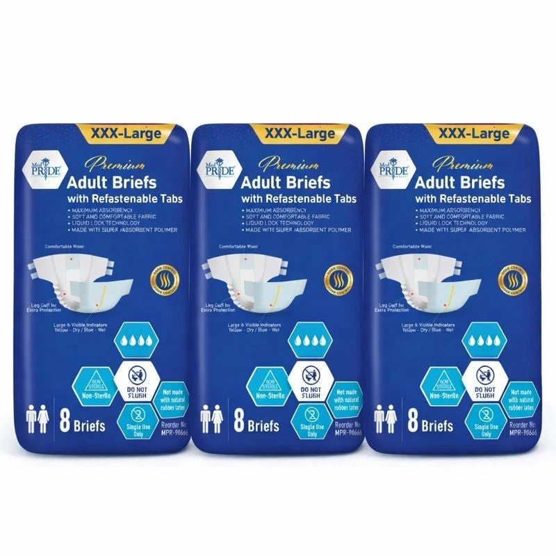 Premium Max Absorbency Adult Incontinence Briefs with Refastenable Tabs