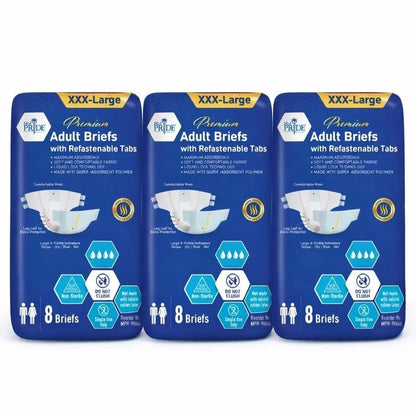 Premium Max Absorbency Adult Incontinence Briefs with Refastenable Tabs
